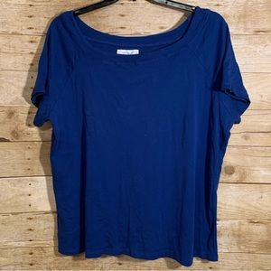 Workshop Bright Blue Boat Neck Top Raglan Short Sleeves EUC Size 1X